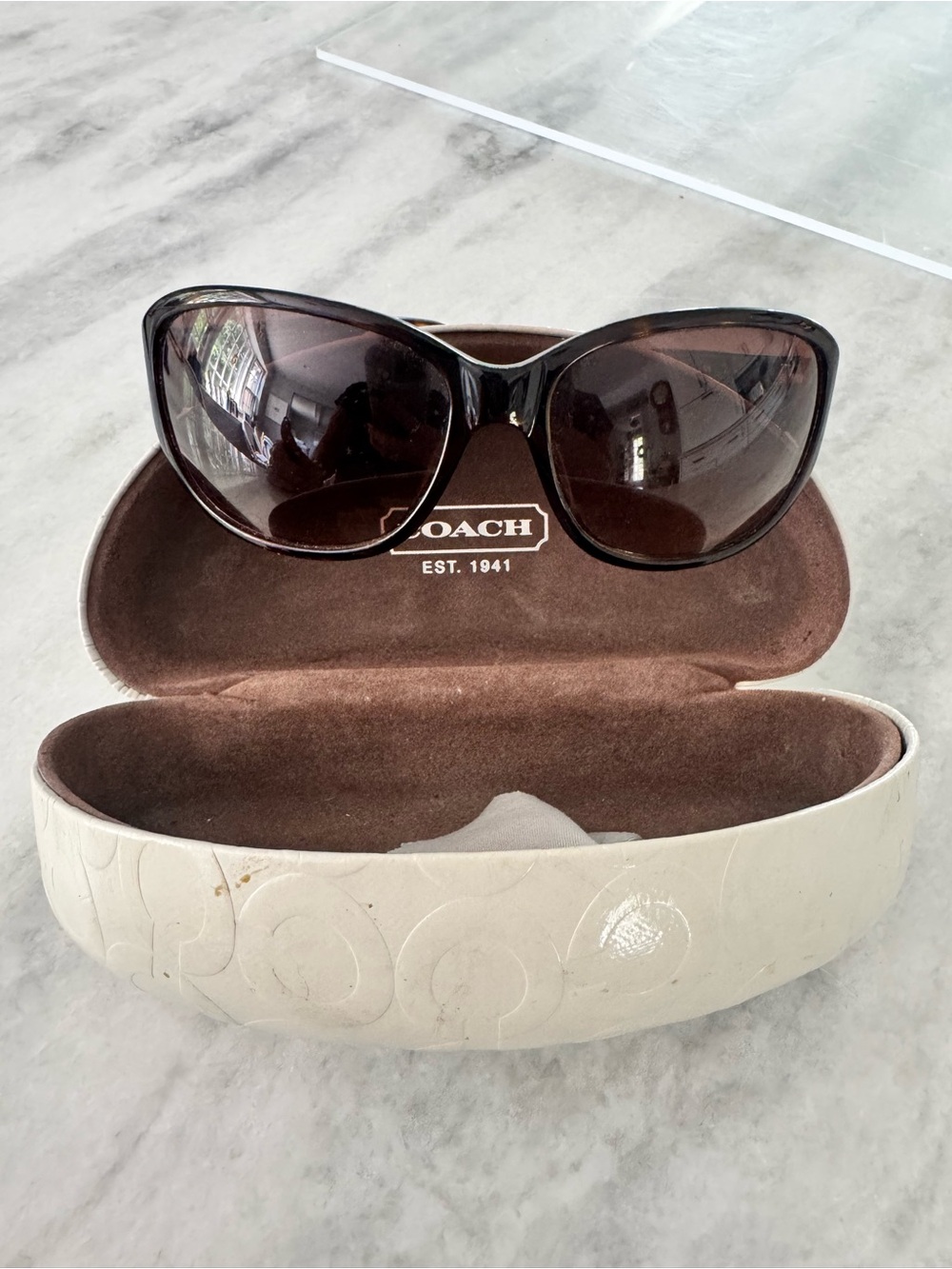 Coach Women’s Brown Gradient Oversized Sunglasses with Dark Brown Lenses
